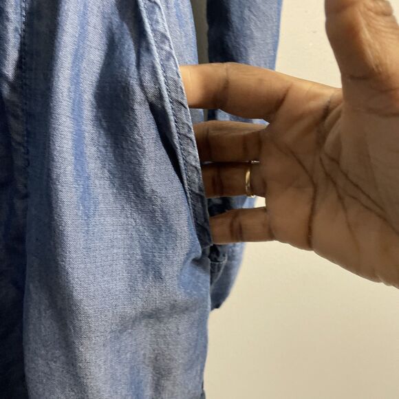 Time & True Women’s M Blue Chambray Long Sleeve Midi Dress Casual - Picture 3 of 16